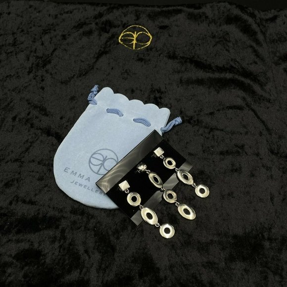 Emma Page Jewellery Pendant Triple Ovals Circles Silver 6cm - Picture 4 of 4